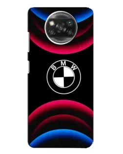 Чехол для Xiaomi POCO X3 с картинкой «Логотип BMW и неоновые дуги»