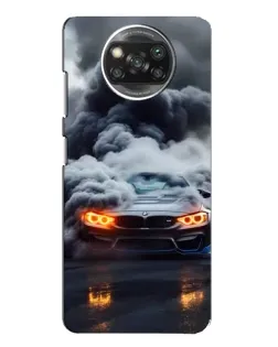 Чехол для Xiaomi POCO X3 с картинкой «BMW в дыму»