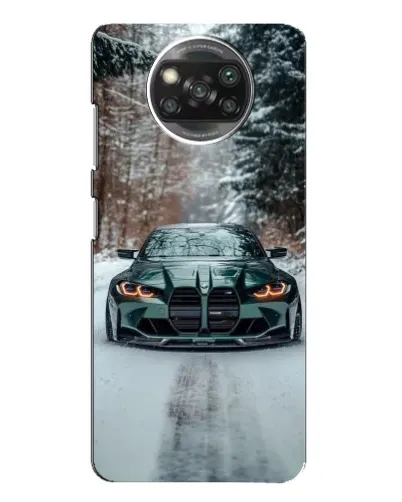 Чехол для Xiaomi POCO X3 с картинкой «BMW в зимнем лесу»