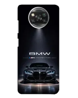 Чехол для Xiaomi POCO X3 с картинкой «BMW сквозь ночной город»