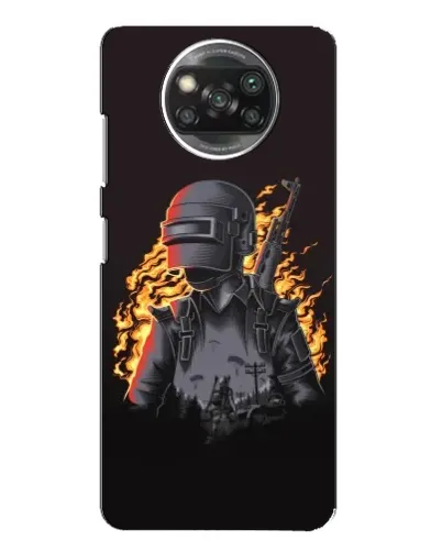 Чехол для Xiaomi POCO X3 с картинкой «PUBG — огненный силуэт»