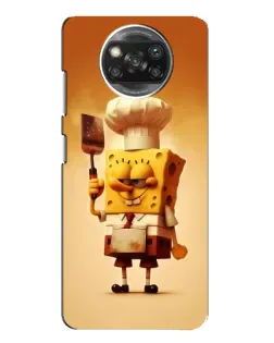 Чехол для Xiaomi POCO X3 с картинкой «Губка Боб повар»