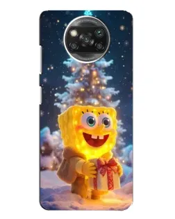 Чехол для Xiaomi POCO X3 с картинкой «Рождественский Спанч Боб»