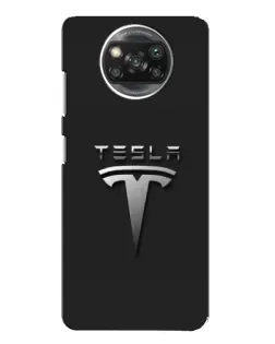 Чехол для Xiaomi POCO X3 с картинкой «Стальной логотип Tesla»