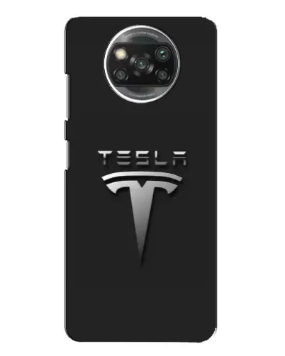 Чехол для Xiaomi POCO X3 с картинкой «Стальной логотип Tesla»