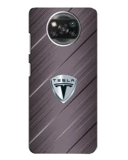 Чехол для Xiaomi POCO X3 с картинкой «Металлическая текстура Tesla»