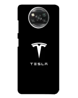 Чехол для Xiaomi POCO X3 с картинкой «Tesla White Logo»