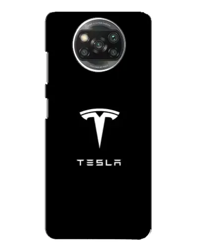 Чехол для Xiaomi POCO X3 с картинкой «Tesla White Logo»