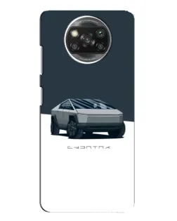 Чехол для Xiaomi POCO X3 с картинкой «Серебристый Cybertruck Tesla»