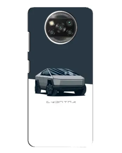 Чехол для Xiaomi POCO X3 с картинкой «Серебристый Cybertruck Tesla»