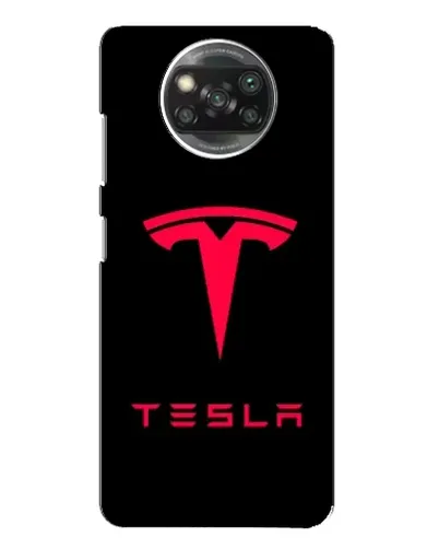 Чехол для Xiaomi POCO X3 с картинкой «Tesla Red Logo»