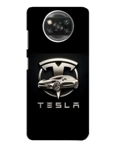 Чехол для Xiaomi POCO X3 с картинкой «Tesla — серебристое авто»