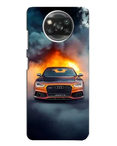 Чехол для Xiaomi POCO X3 с картинкой «Audi в огненном дыму»