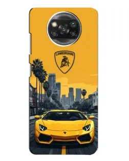 Чохол для Xiaomi POCO X3 з картинкою «Жовтий Lamborghini місто»