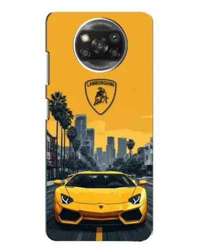 Чохол для Xiaomi POCO X3 з картинкою «Жовтий Lamborghini місто»