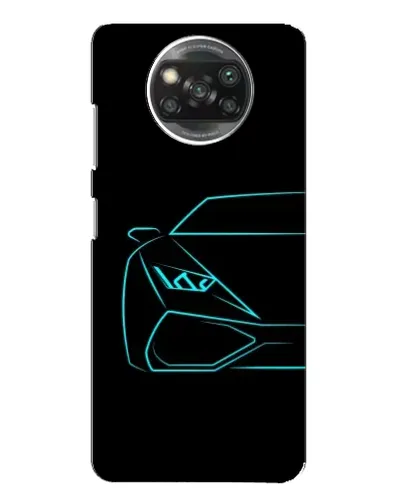 Чохол для Xiaomi POCO X3 з картинкою «Блакитний силует Lamborghini»