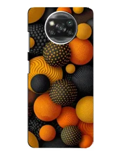 Чехол для Xiaomi POCO X3 с картинкой «Объемные оранжевые сферы»