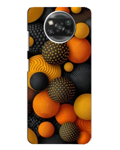 Чехол для Xiaomi POCO X3 с картинкой «Объемные оранжевые сферы»