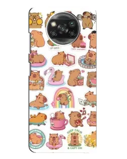Чехол для Xiaomi POCO X3 с картинкой «Капибары набор»