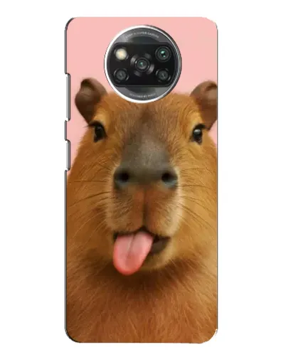 Чехол для Xiaomi POCO X3 с картинкой «Капибара с языком»