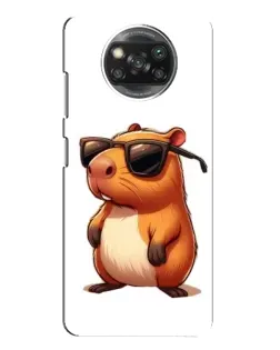 Чехол для Xiaomi POCO X3 с картинкой «Капибара в очках»