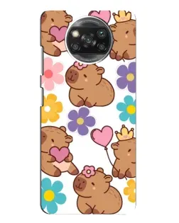Чехол для Xiaomi POCO X3 с картинкой «Цветочный паттерн капибар»
