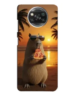 Чехол для Xiaomi POCO X3 с картинкой «Капибара с пиццей»