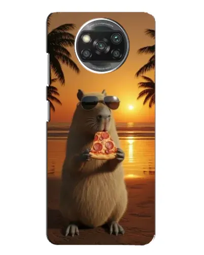 Чехол для Xiaomi POCO X3 с картинкой «Капибара с пиццей»