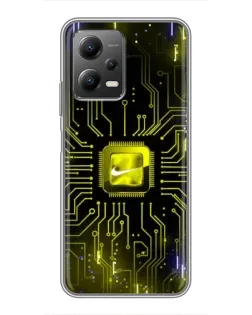 Чехол для Xiaomi POCO X5 (5G) с картинкой «Nike — золотая искра»