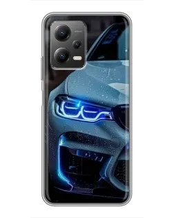 Чехол для Xiaomi POCO X5 (5G) с картинкой «Взгляд BMW с синими фарами» Чехол для Xiaomi POCO X5 (5G) с картинкой «Взгляд BMW с синими фарами»