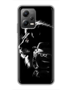 Чехол для Xiaomi POCO X5 (5G) с картинкой «BMW и лев»