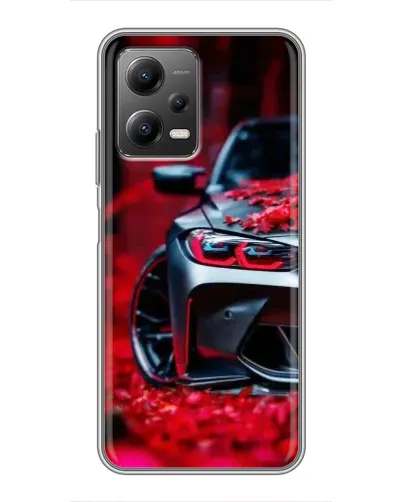 Чехол для Xiaomi POCO X5 (5G) с картинкой «Спортивная BMW и цветы»