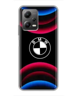 Чехол для Xiaomi POCO X5 (5G) с картинкой «Логотип BMW и неоновые дуги»