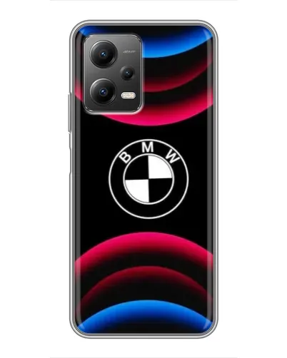 Чехол для Xiaomi POCO X5 (5G) с картинкой «Логотип BMW и неоновые дуги»
