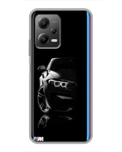 Чехол для Xiaomi POCO X5 (5G) с картинкой «Силуэт BMW в темноте»