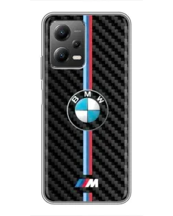 Чехол для Xiaomi POCO X5 (5G) с картинкой «Эмблема BMW и карбон»