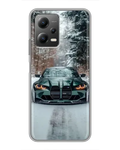 Чехол для Xiaomi POCO X5 (5G) с картинкой «BMW в зимнем лесу»