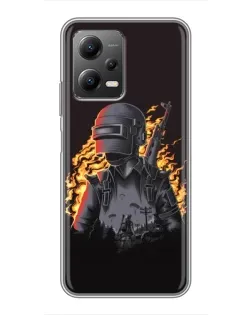Чехол для Xiaomi POCO X5 (5G) с картинкой «PUBG — огненный силуэт»