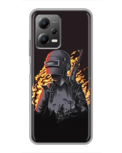 Чехол для Xiaomi POCO X5 (5G) с картинкой «PUBG — огненный силуэт»