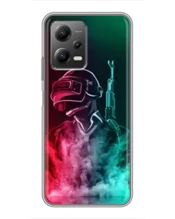 Чехол для Xiaomi POCO X5 (5G) с картинкой «PUBG — огненный воин»