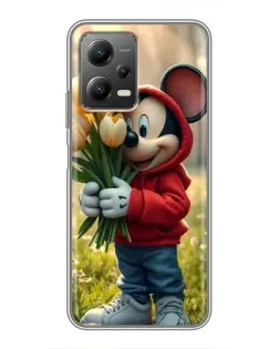 Чехол для Xiaomi POCO X5 (5G) с картинкой «Микки с тюльпанами»