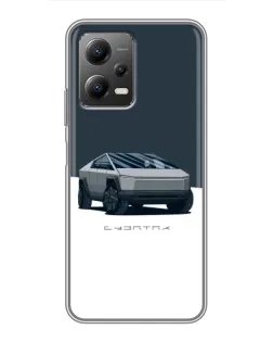 Чехол для Xiaomi POCO X5 (5G) с картинкой «Серебристый Cybertruck Tesla»