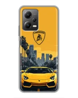 Чехол для Xiaomi POCO X5 (5G) с картинкой «Желтый Lamborghini город»