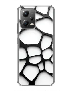 Чехол для Xiaomi POCO X5 (5G) с картинкой «Белая объемная сетка»