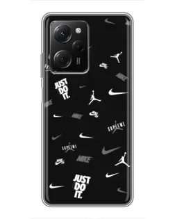 Чехол для Xiaomi POCO X5 Pro (5G) с картинкой «Nike Black Pattern»