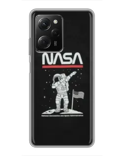Чехол для Xiaomi POCO X5 Pro (5G) с картинкой «NASA — шагаем по Луне»
