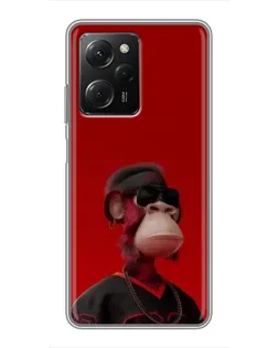 Чехол для Xiaomi POCO X5 Pro (5G) с картинкой «Bored Ape в красном» Чехол для Xiaomi POCO X5 Pro (5G) с картинкой «Bored Ape в красном»