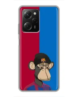 Чехол для Xiaomi POCO X5 Pro (5G) с картинкой «Bored Ape — фанат Барсы» Чехол для Xiaomi POCO X5 Pro (5G) с картинкой «Bored Ape — фанат Барсы»