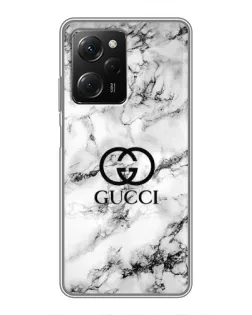 Чехол для Xiaomi POCO X5 Pro (5G) с картинкой «Gucci — мраморный шик»