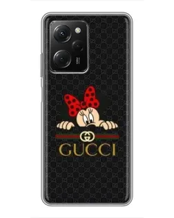 Чехол для Xiaomi POCO X5 Pro (5G) с картинкой «Минни Маус Gucci — черный»